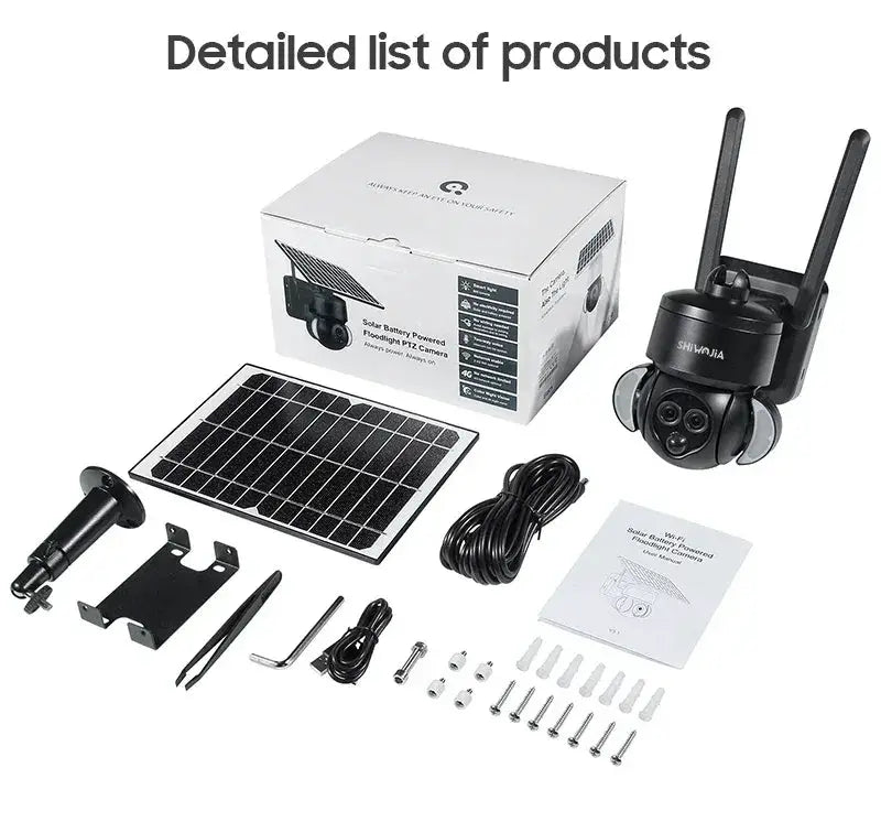 Shiwojia 6MP Solar Camera With 4G Sim Card Outdoor 12X Zoom