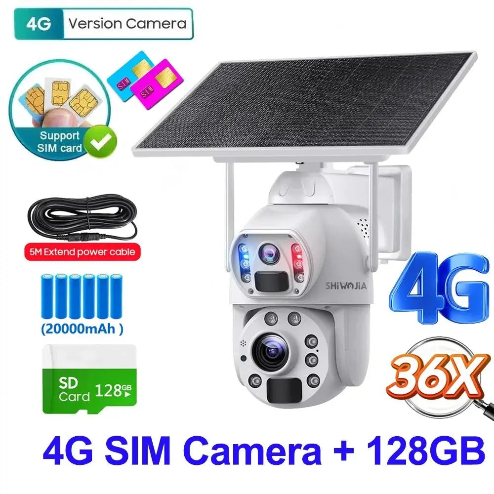SHIWOJIA Solar 4G Security Camera With 360 Night Vision And 36X Zoom - stepyours.com