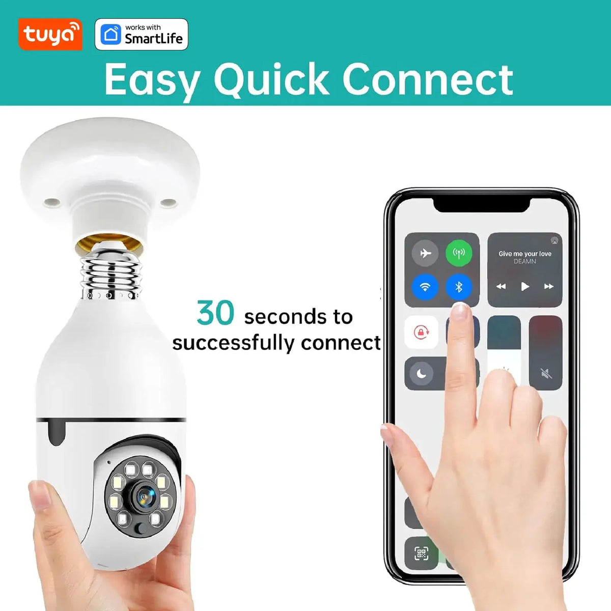 Tuya 1080P 2.4G E27 WiFi Bulb Surveillance Camera Night Vision Two Way Audio - stepyours.com