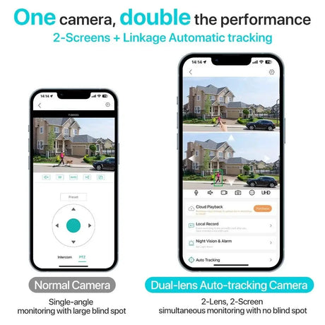 Outdoor WiFi PTZ Camera 8MP Dual - Lens 4K AI Tracking Dual Screen Night Vision - stepyours.com