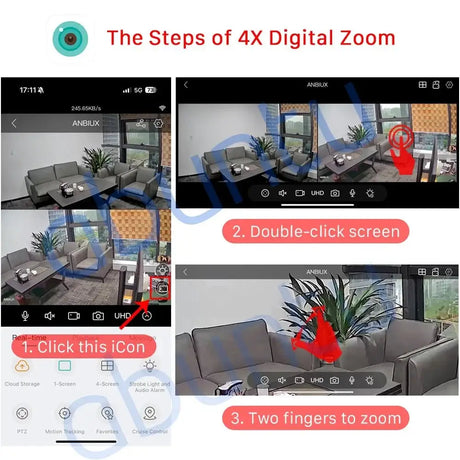 12MP 6K PTZ WiFi Outdoor Camera With 8X Zoom AI Human Detection Night Vision - stepyours.com