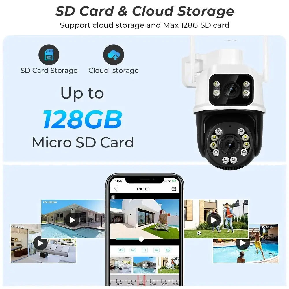 8MP 4K PTZ WiFi Outdoor Camera - Dual Lens AI Tracking for Enhanced Security - stepyours.com