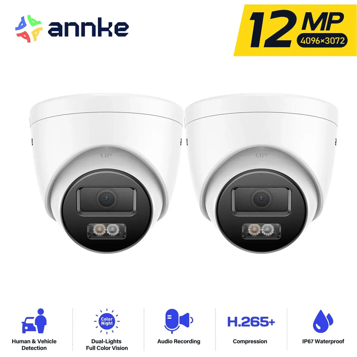 ANNKE 12MP Outdoor Dual Light PoE Security Camera IP67 Night Vision C1200 - stepyours.com