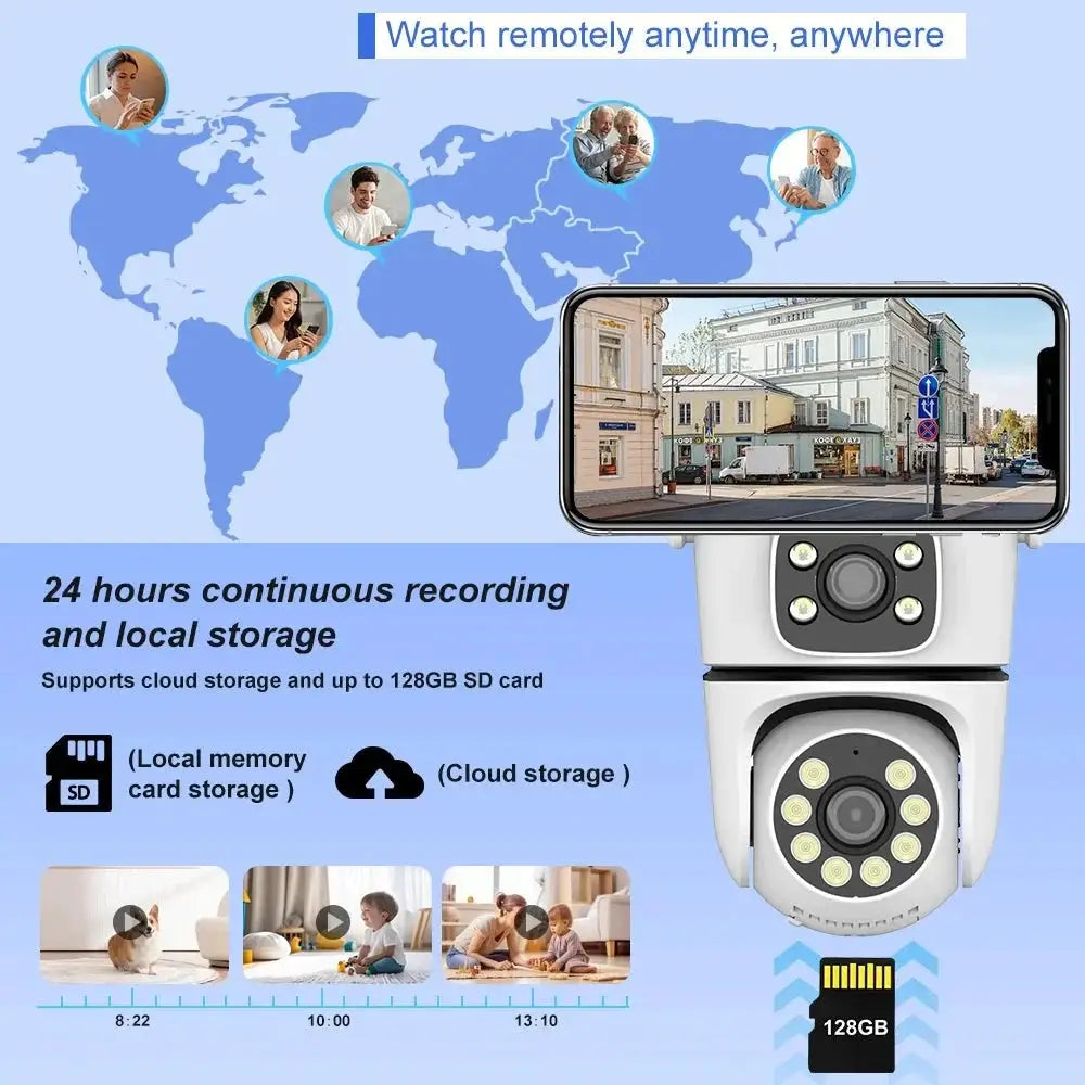 NovoLumen Tuya HD Dual Lens 5G WiFi PTZ Outdoor IP Camera Color Night Vision - stepyours.com