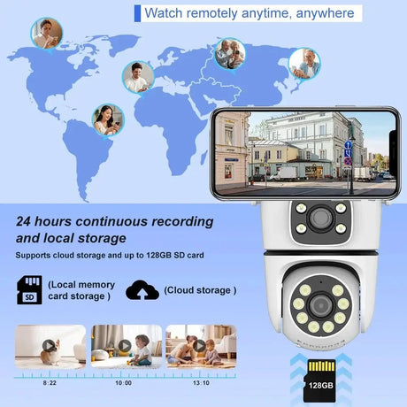 NovoLumen Tuya HD Dual Lens 5G WiFi PTZ Outdoor IP Camera Color Night Vision - stepyours.com