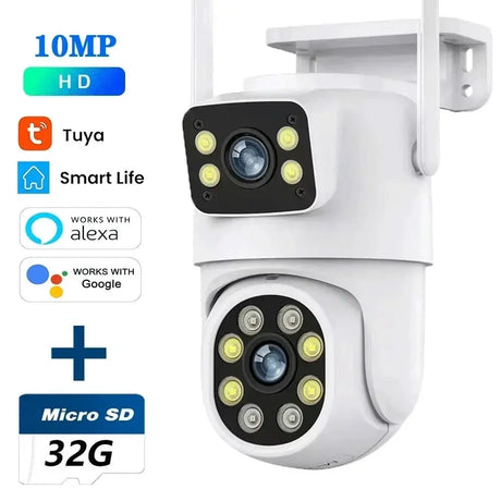 10MP Dual Lens Tuya WiFi Camera PTZ Outdoor 4K Security Camera With AI Tracking - stepyours.com