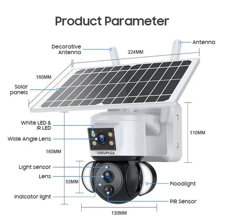 Shiwojia 6MP 4G Solar Security Camera Outdoor Surveillance