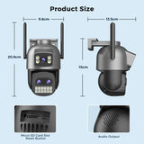 Outdoor Dual Screen IP Camera - 4K 15MP PTZ 10X Zoom AI Human Detection - stepyours.com