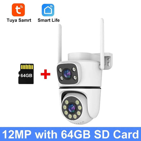 NovoLumen Tuya HD Dual Lens 5G WiFi PTZ Outdoor IP Camera Color Night Vision - stepyours.com