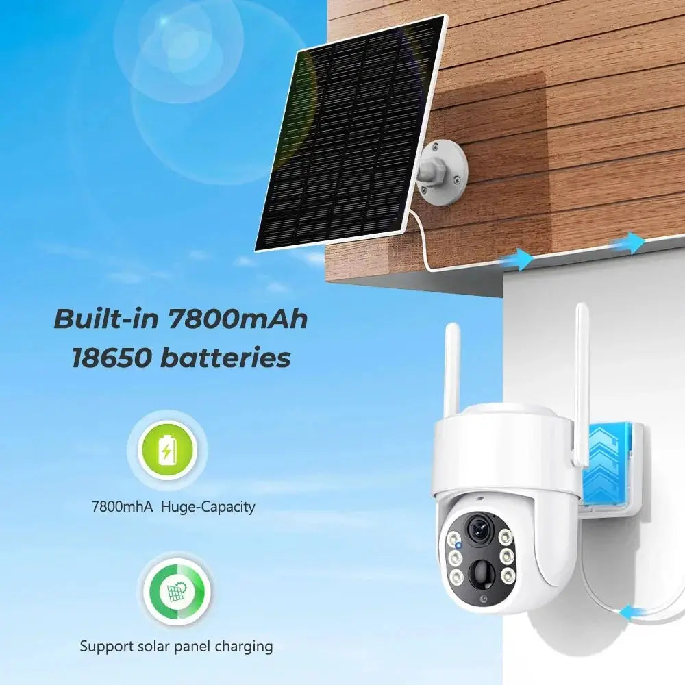 Abuntu 5MP Solar Outdoor Camera - Wireless WiFi with 7800mAh Battery Hooks - stepyours.com