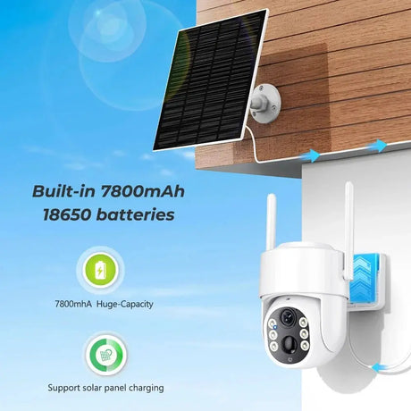 Abuntu 5MP Solar Outdoor Camera - Wireless WiFi with 7800mAh Battery Hooks - stepyours.com