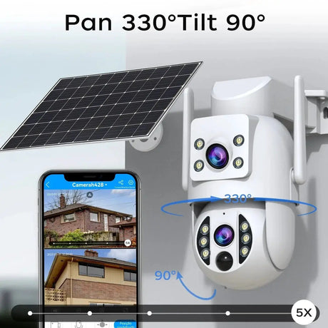 JOOAN Solar Wireless Outdoor Camera Dual Lens with 2 Way Audio CCTV - stepyours.com