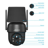 ANRAN Solar Camera Q4 3MP 5MP Outdoor Wireless Battery Security With Solar Power - stepyours.com
