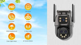 WONSDAR Outdoor WiFi IP Camera - 8x Zoom Triple Lens PTZ With Auto Tracking - stepyours.com