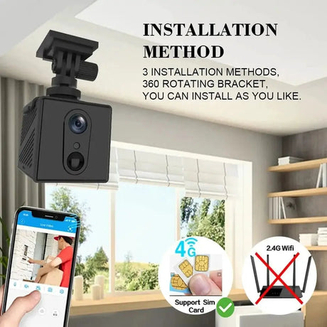 5MP 4G SIM Card Mini Camera - Indoor Night Vision Security Battery Powered Cam - stepyours.com