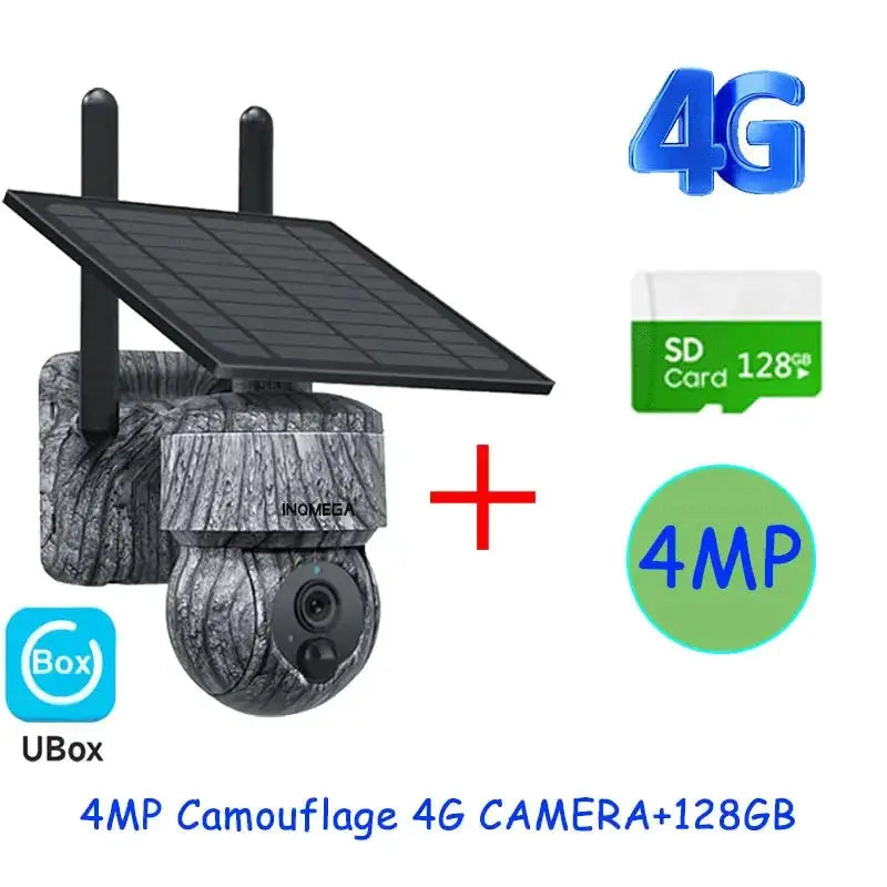 INQMEGA Solar PTZ Camera 5MP 4MP Wireless 4G SIM Outdoor Use