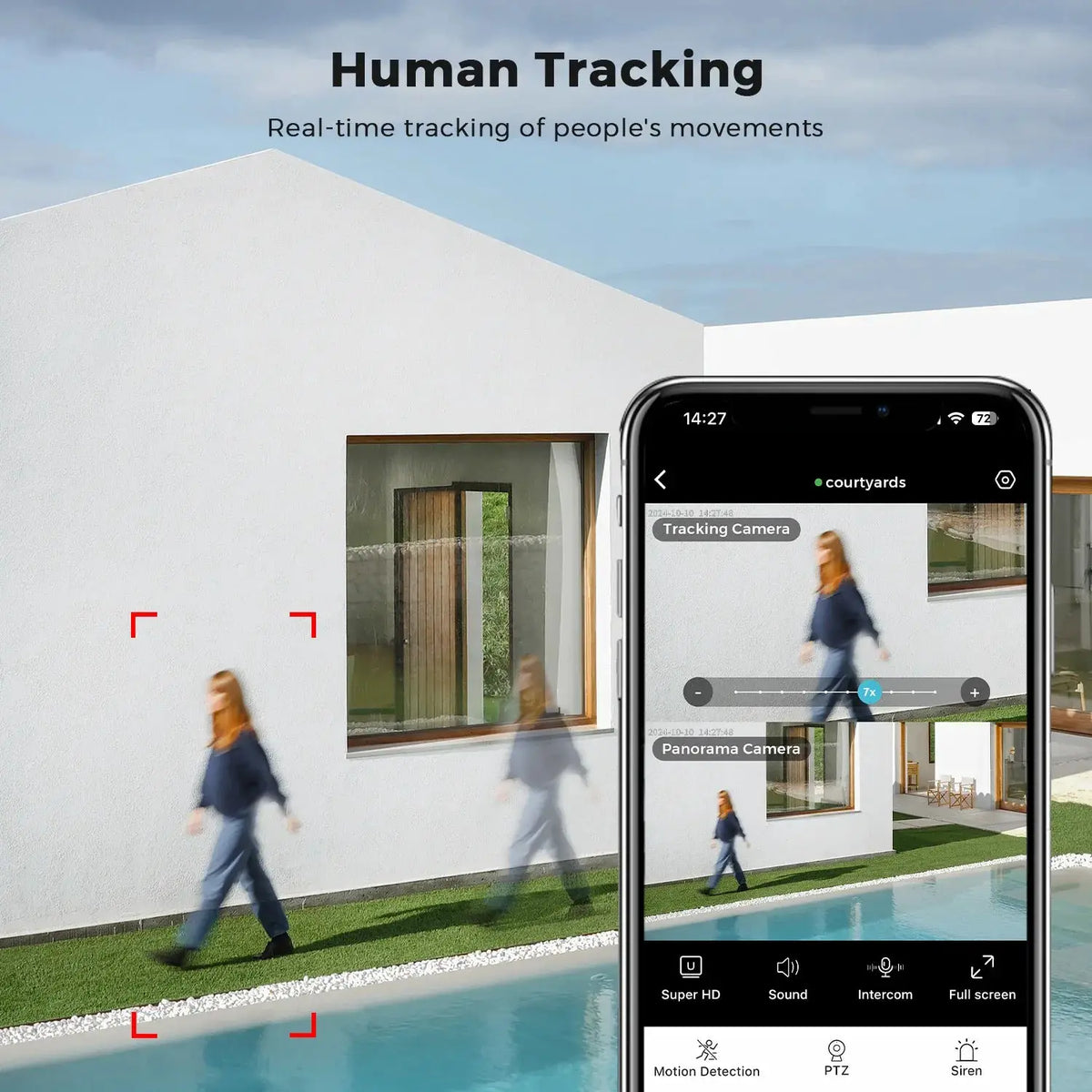 BESDER 15MP WiFi PTZ Outdoor Camera - Dual Screen, 10X Zoom, AI Human Detection - stepyours.com