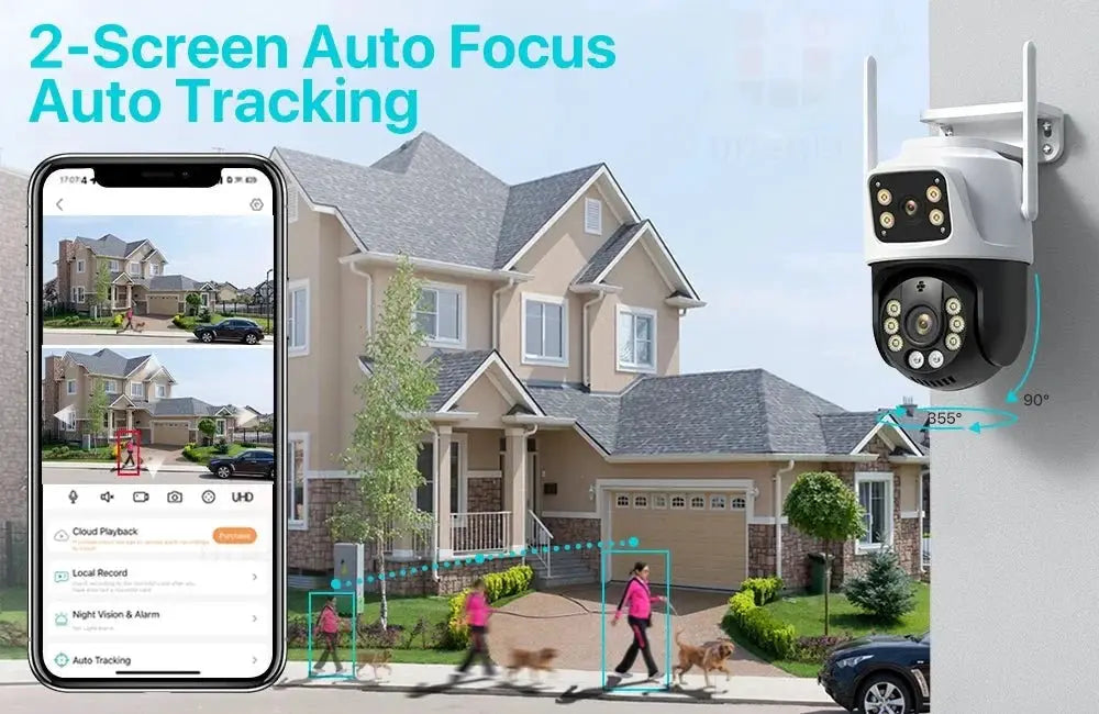 Dual Lens 360 Degree WiFi Camera IP66 Outdoor Security 8MP 4K PTZ - stepyours.com