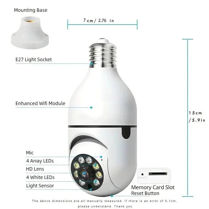 Ease Life App Light Bulb Security Camera Outdoor Wireless 5GHz 360 Degree E27 - stepyours.com