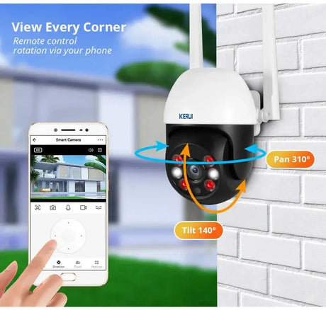 KERUI Outdoor PTZ WiFi Security Camera - 8MP UHD Tuya AI Detection Hooks - stepyours.com
