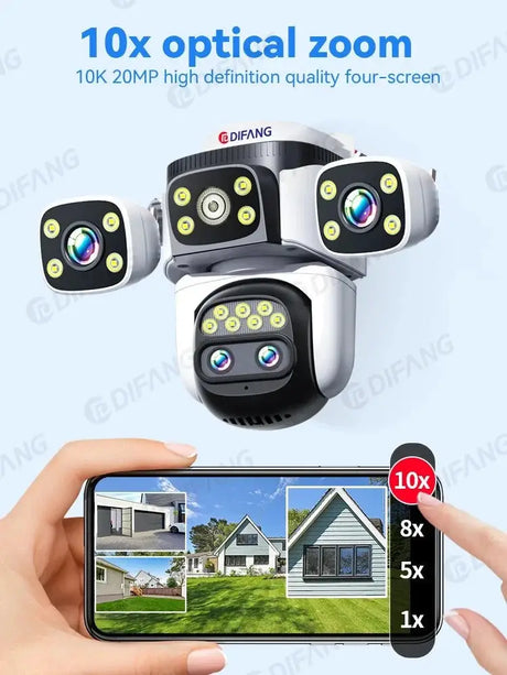 Smart Outdoor WiFi 6 Camera 20MP 10x Optical Zoom PTZ Auto Tracking Waterproof - stepyours.com