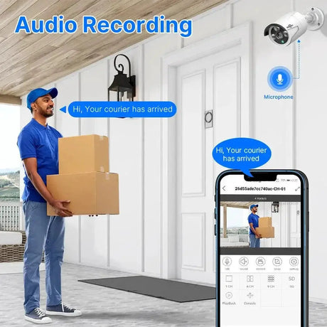 5MP PoE Outdoor Security Camera With Night Vision And Audio