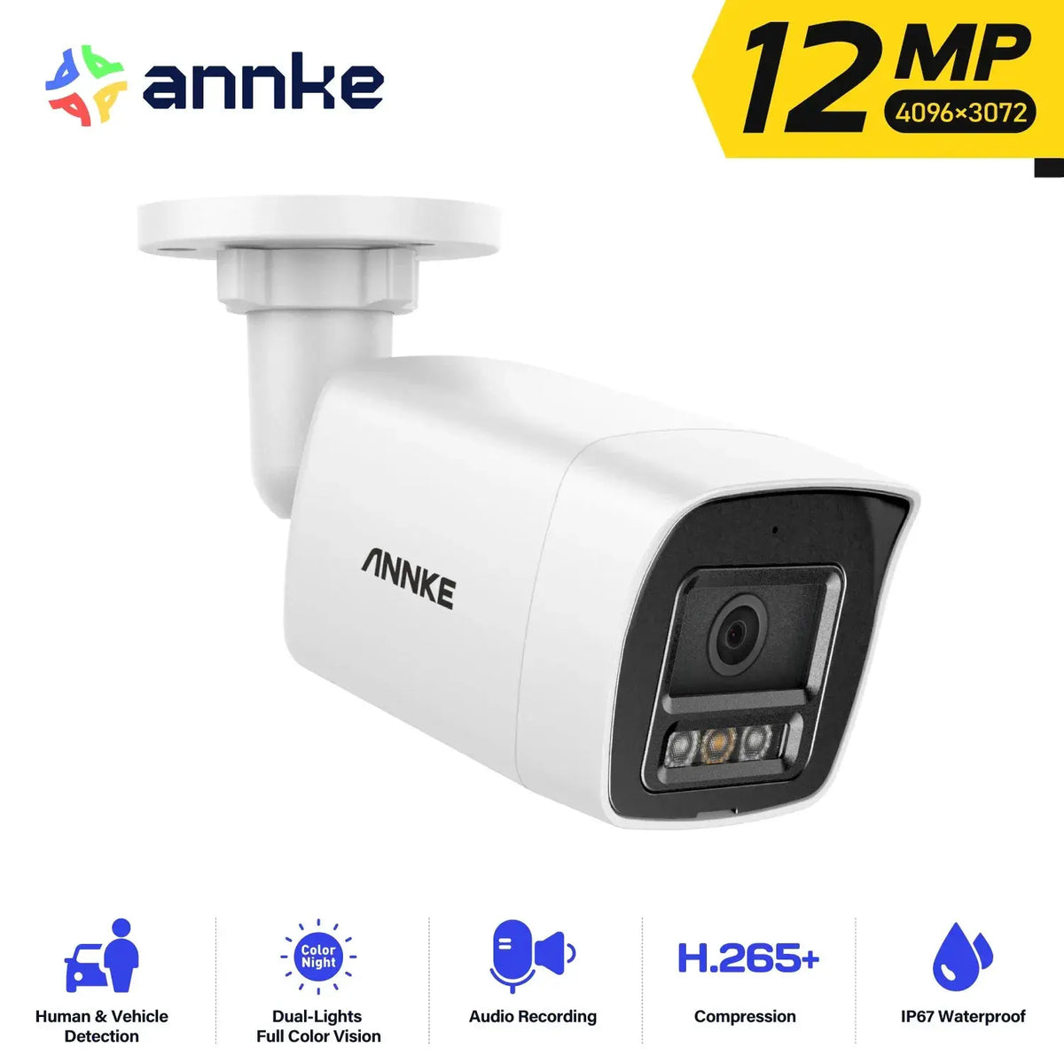 ANNKE 12MP Outdoor Dual Light PoE Security Camera IP67 Night Vision C1200 - stepyours.com