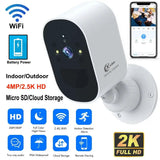 4MP WiFi IP Camera Rechargeable Battery Outdoor Security Camera Night Vision - stepyours.com