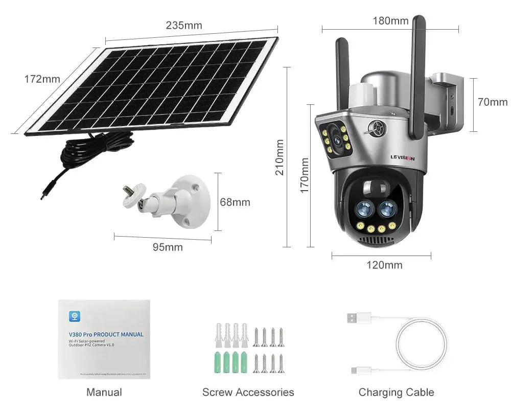 LS Vision Dual Screen Solar Camera 4G WiFi Outdoor Security 10X Zoom IP66 - stepyours.com