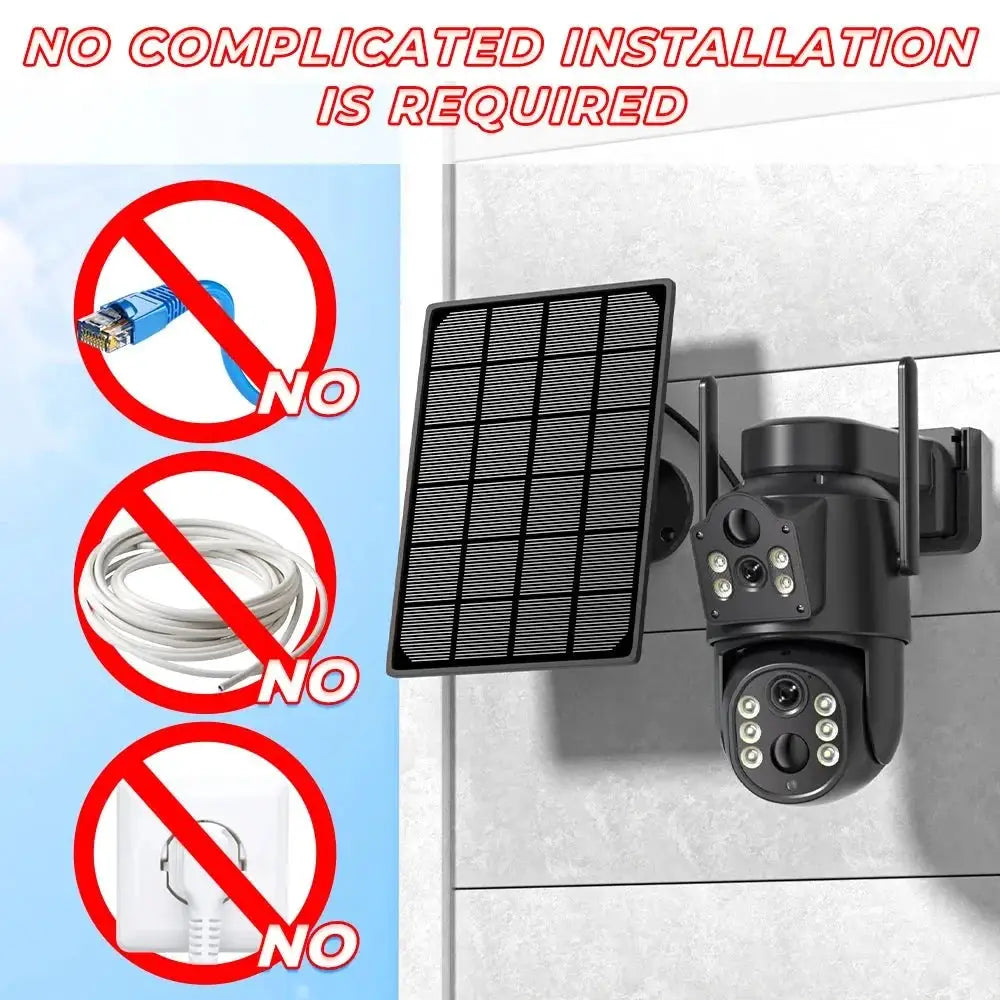Solar WiFi Security Camera Outdoor Dual Lens 8MP 4K HD with Built - in Battery - stepyours.com