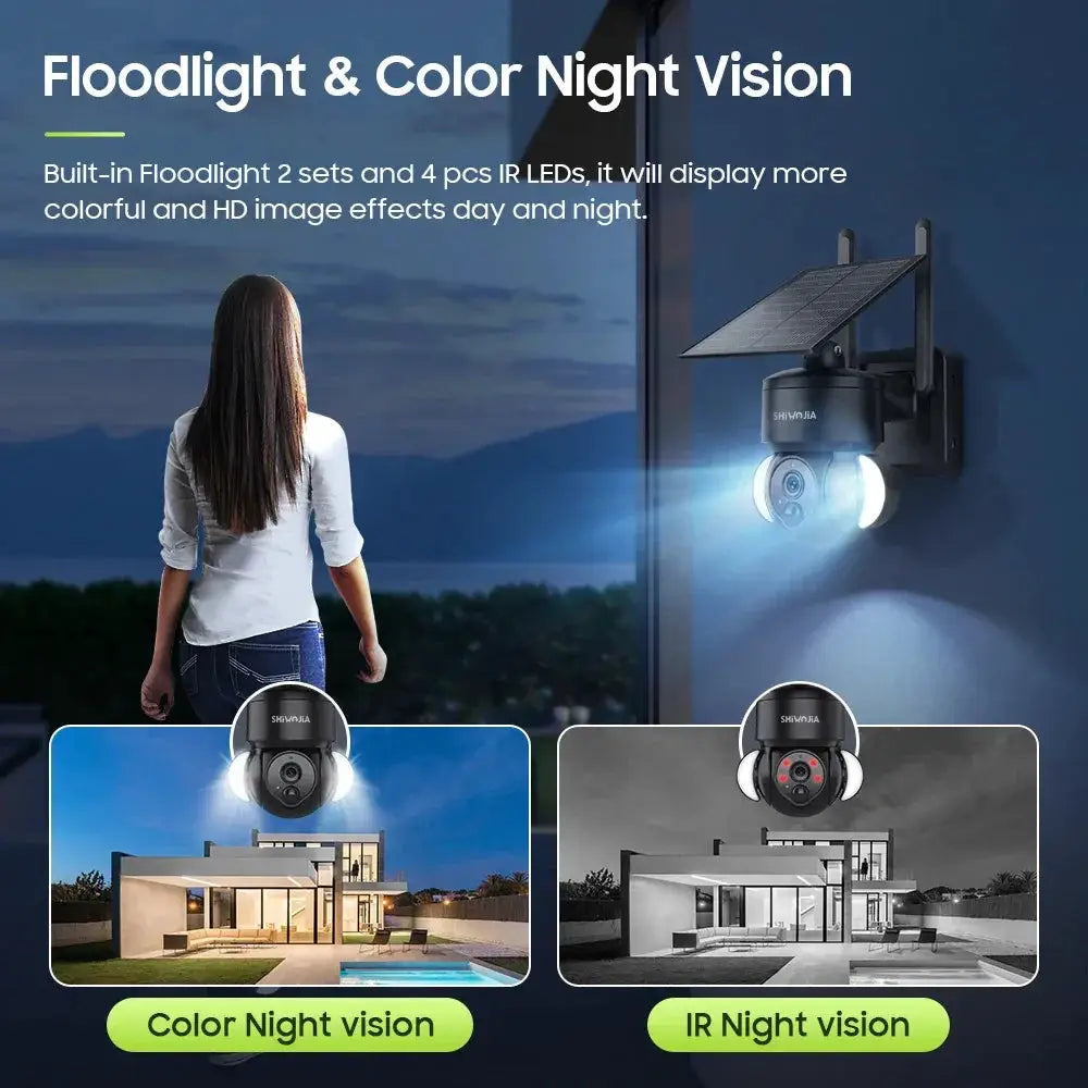 SHIWOJIA Mini Solar Camera 4G Wifi PTZ 3MP 4X Zoom - Tredruns