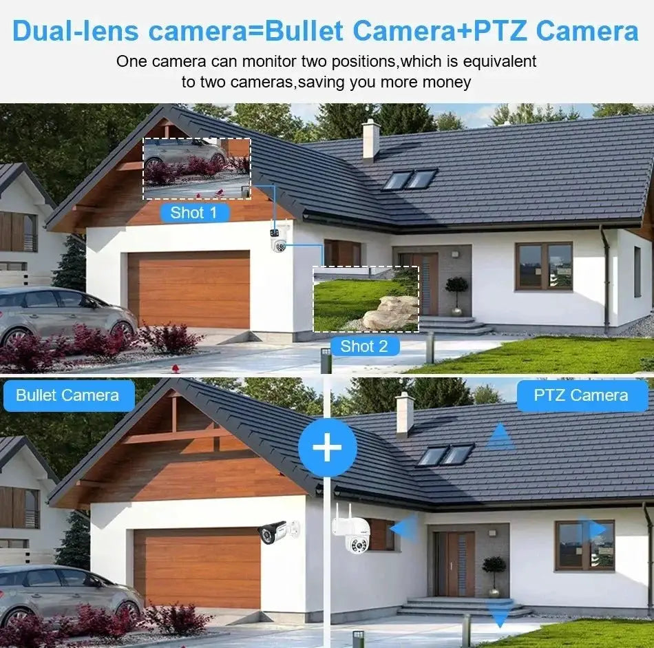 Sherway 4K 8MP Tuya Dual - Lens Outdoor PTZ Camera - AI Tracking and Smart Home - stepyours.com
