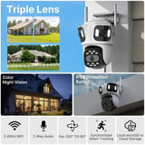 Three Lens PTZ IP Camera Outdoor WiFi Security Auto Tracking Three Screen App by stepyours.com