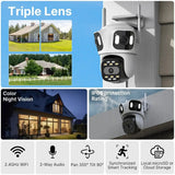Three Lens PTZ IP Camera Outdoor HD WiFi Security Auto Tracking CCTV Hooks - stepyours.com
