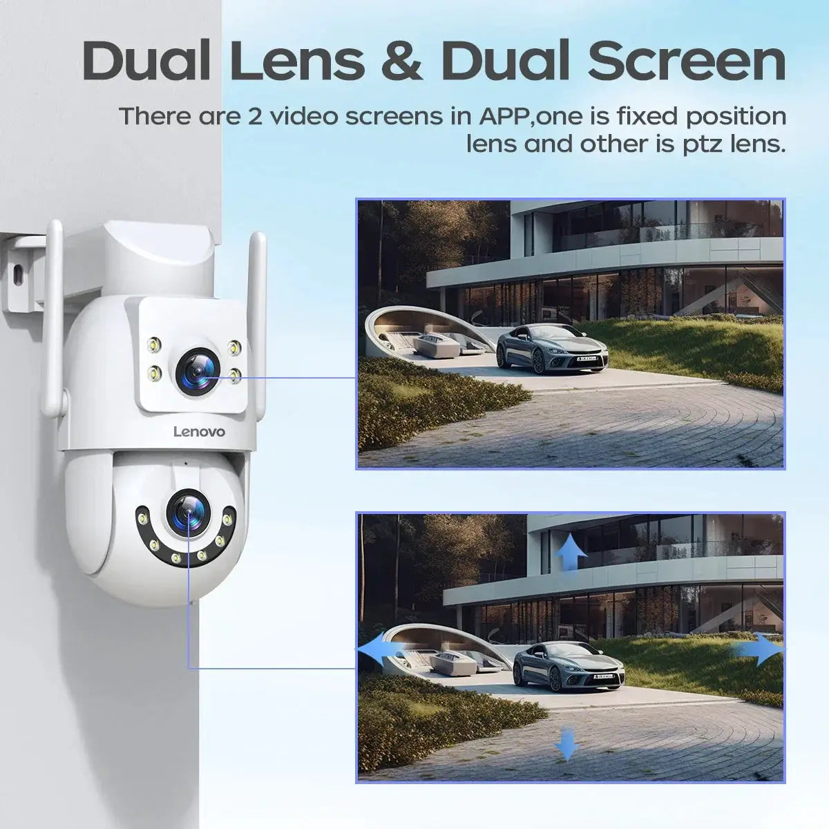Lenovo 4K Outdoor WiFi Surveillance Camera Dual Lens PTZ IP - Tredruns
