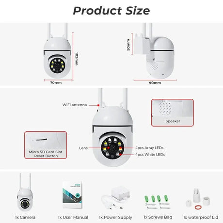 4MP Outdoor WiFi Camera PTZ 2K HD AI Auto Tracking Night Vision - stepyours.com