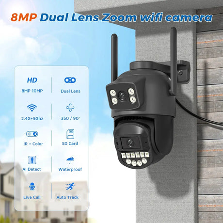 BESDER 5K 10MP WiFi PTZ Outdoor AI Human Detection CCTV Camera 4K IP66 - stepyours.com