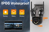 WONSDAR Three Screen WIFI IP Camera Outdoor - Dual Lens AI Human Detection Hooks by stepyours.com