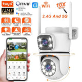 NovoLumen Tuya HD Dual Lens 5G WiFi PTZ Outdoor IP Camera Color Night Vision - stepyours.com