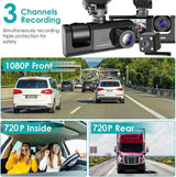 1080P Car Dash Cam 2 To 3 Camera Front And Rear Video Recorder Night Vision - stepyours.com