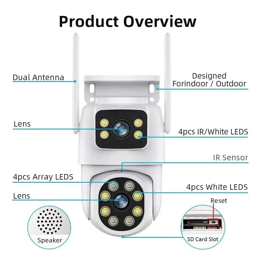 10MP Dual Lens Tuya WiFi Camera PTZ Outdoor 4K Security Camera With AI Tracking - stepyours.com