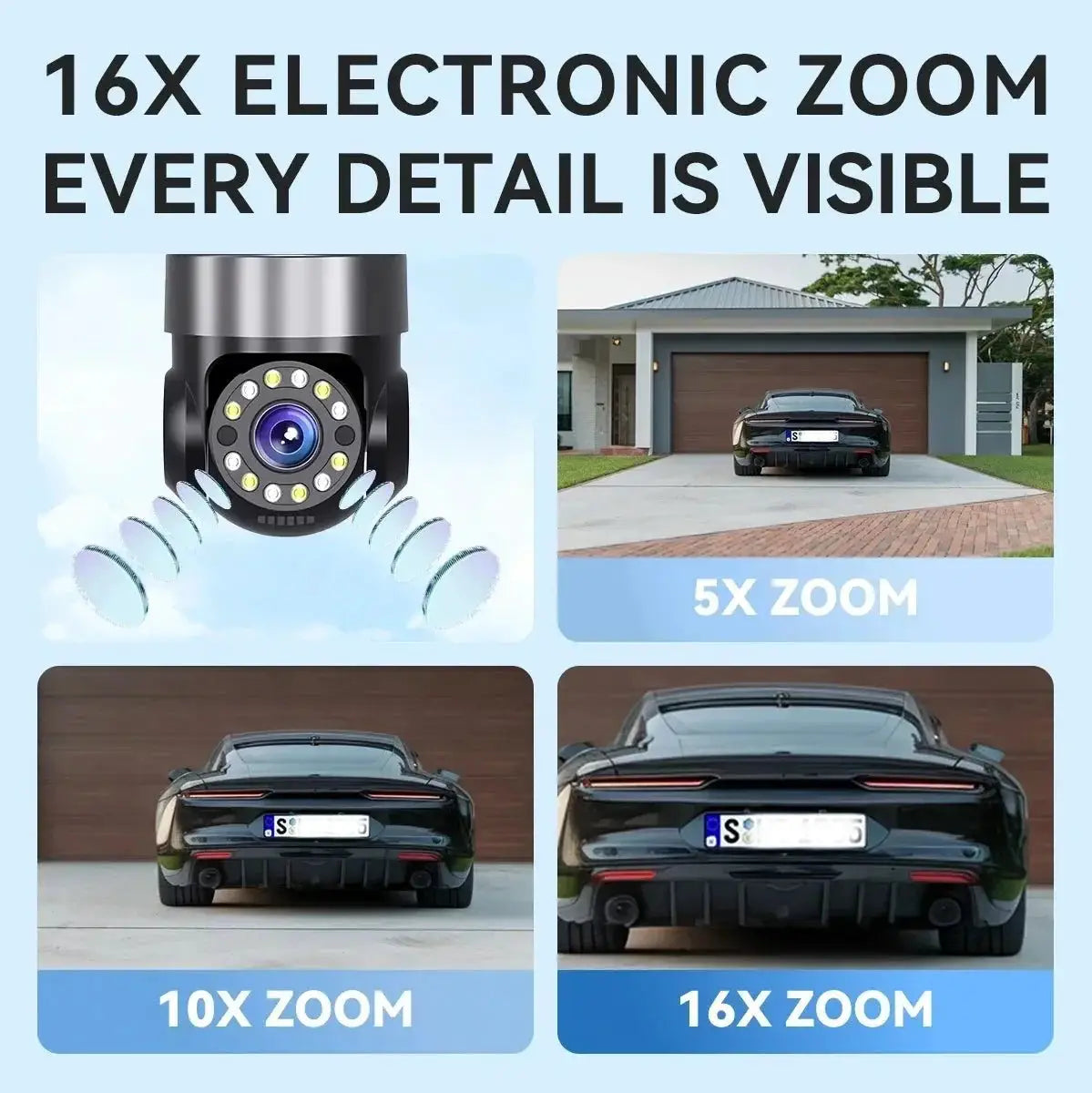 10K 20MP Outdoor WiFi Security Camera 360 Degree PTZ With 4 Lenses And 16X Zoom - stepyours.com