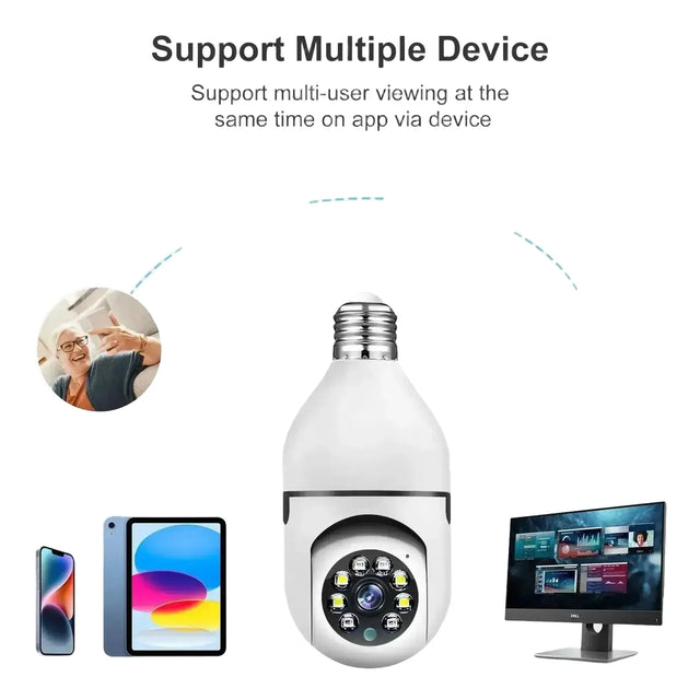 Night Vision WiFi Camera Bulb With Full Color Tracking Zoom