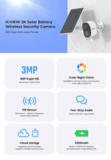 H View PIR Battery Powered Wireless Outdoor Security Camera 2K 3MP WiFi Siren - stepyours.com