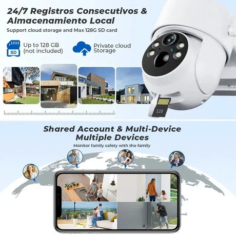 Solar IP Camera Dual Lens PTZ WiFi Outdoor Security Camera 8MP Solar Powered - stepyours.com