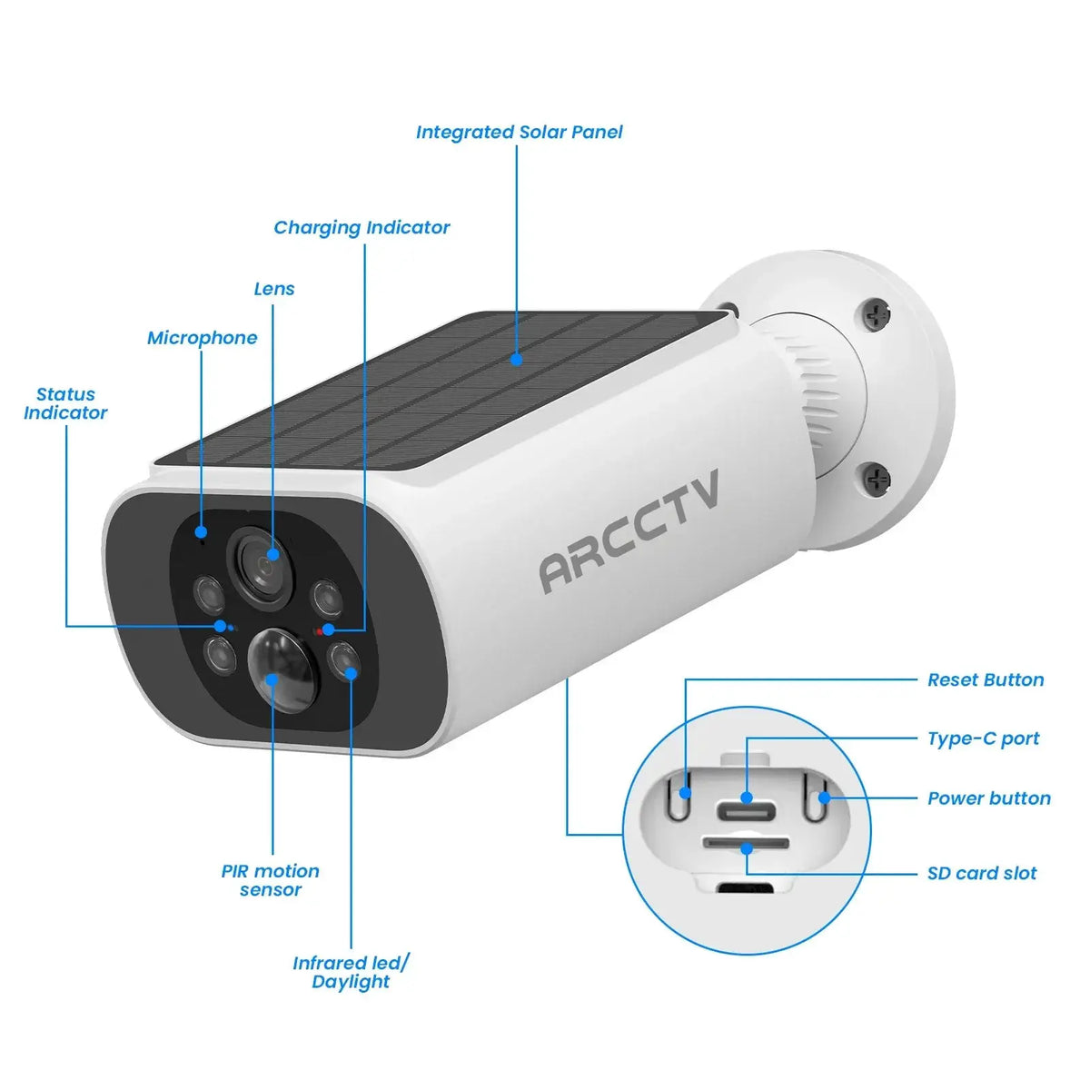 ARCCTV 2K Wireless Solar Camera - Humanoid Detection And Night Vision - stepyours.com