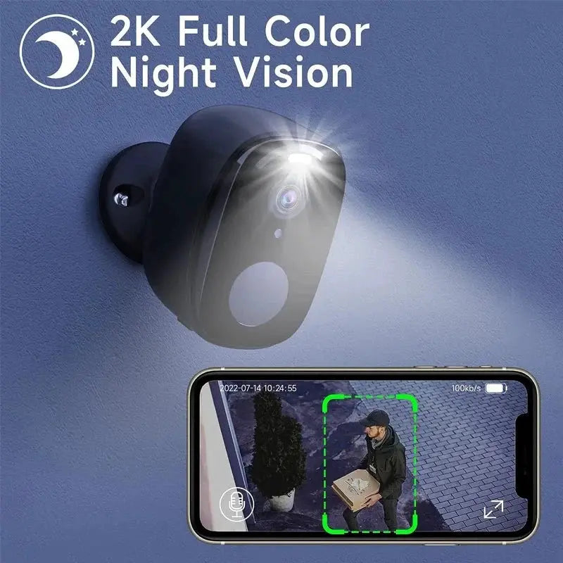 HEIYOUCAM WiFi Outdoor Security Camera 2K Battery AI Color Night Vision Hooks - stepyours.com
