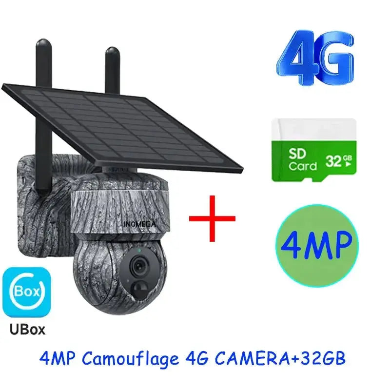 INQMEGA Solar PTZ Camera 5MP 4MP Wireless 4G SIM Outdoor Use
