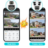 Three Lens PTZ IP Camera Outdoor WiFi Security Auto Tracking Three Screen App by stepyours.com