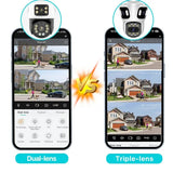 Three Lens PTZ IP Camera Outdoor HD WiFi Security Auto Tracking CCTV Hooks - stepyours.com
